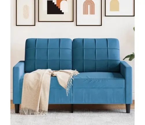 Divvietīgs Dīvāns, Zils, 120 Cm, Samts Vidaxl Divvietīgs Dīvāns, Zils, 120 Cm, Samts Vidaxl