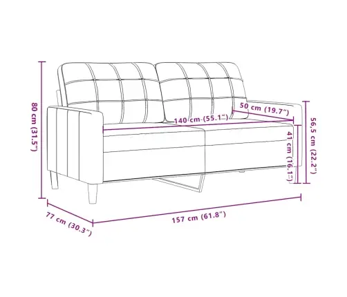Dvivietė Sofa, Tamsiai Žalios Spalvos, 140cm Aksomas