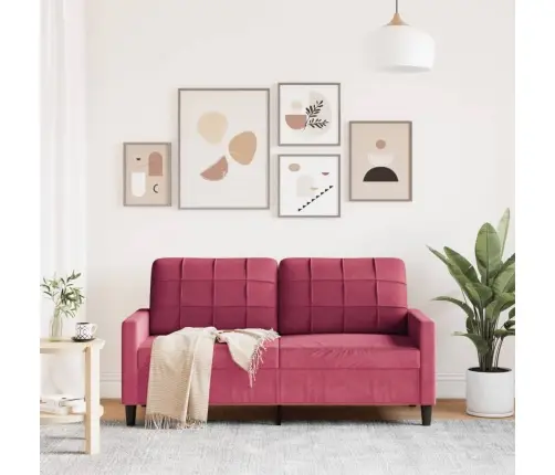 Divvietīgs Dīvāns, Vīnsarkans Samts, 140 Cm Vidaxl