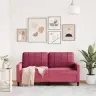 Divvietīgs Dīvāns, Vīnsarkans Samts, 140 Cm Vidaxl