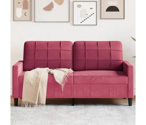 Divvietīgs Dīvāns, Vīnsarkans Samts, 140 Cm Vidaxl