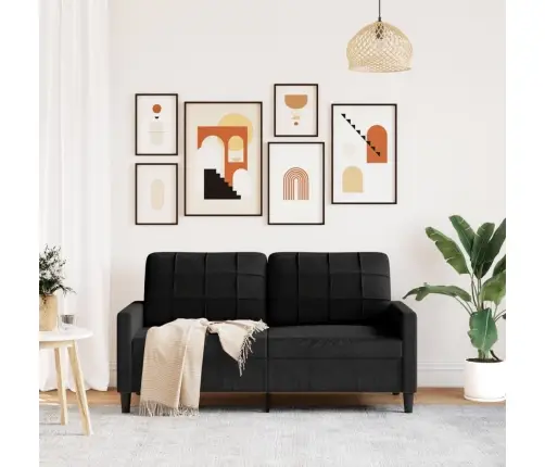 Dvivietė Sofa, Juodos Spalvos, 140cm Aksomas