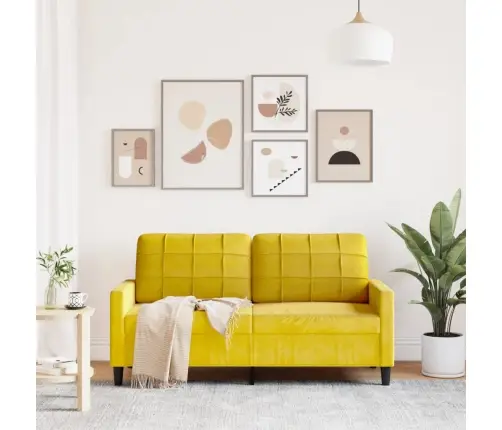 2-Kohaline Diivan, Kollane, 140 cm Samet