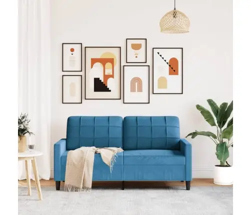 Divvietīgs Dīvāns, Zils, 140 Cm, Samts Vidaxl