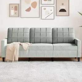 Trivietė Sofa, Šviesiai Pilkos Spalvos, 180cm Aksomas