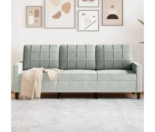 Trivietė Sofa, Šviesiai Pilkos Spalvos, 180cm Aksomas