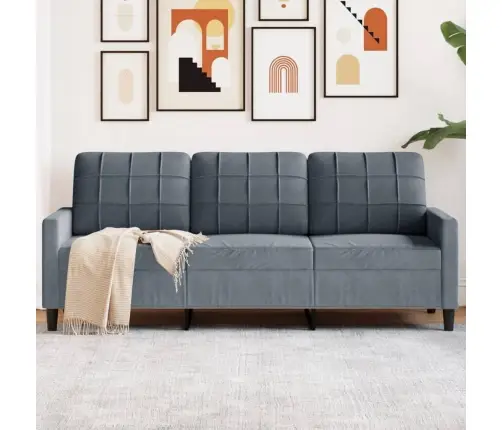 Trīsvietīgs Dīvāns, Tumši Pelēks, 180 Cm, Samts Vidaxl