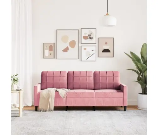 Trivietė Sofa, Rožinės Spalvos, 180cm Aksomas