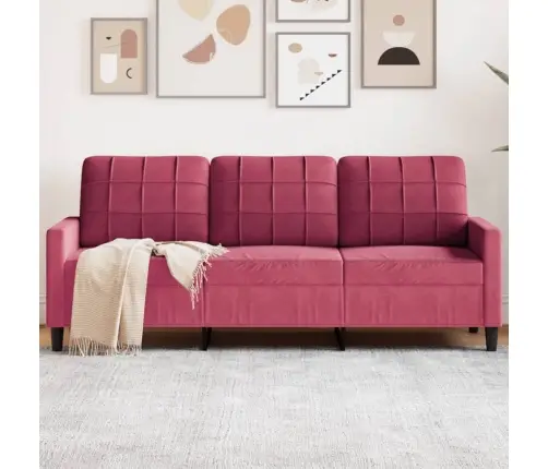 Trīsvietīgs Dīvāns, Vīnsarkans, 180 Cm, Samts Vidaxl