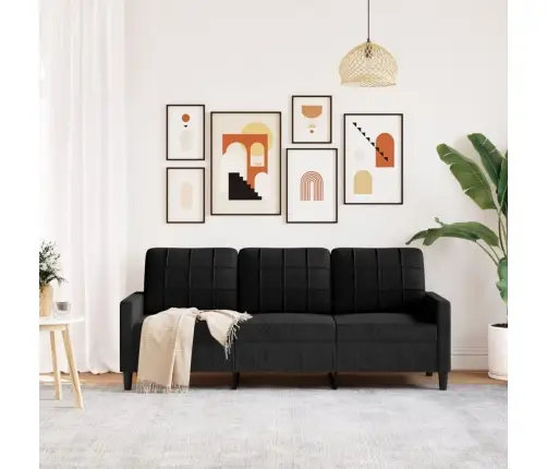 3-Kohaline Diivan, Must, 180 cm Samet