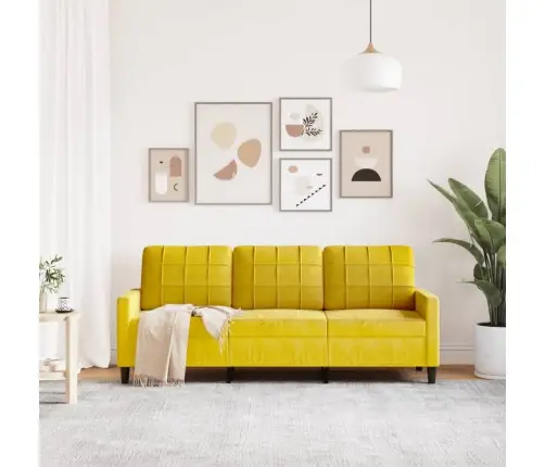 Trivietė Sofa, Geltonos Spalvos, 180cm Aksomas