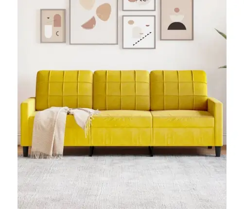 Trivietė Sofa, Geltonos Spalvos, 180cm Aksomas