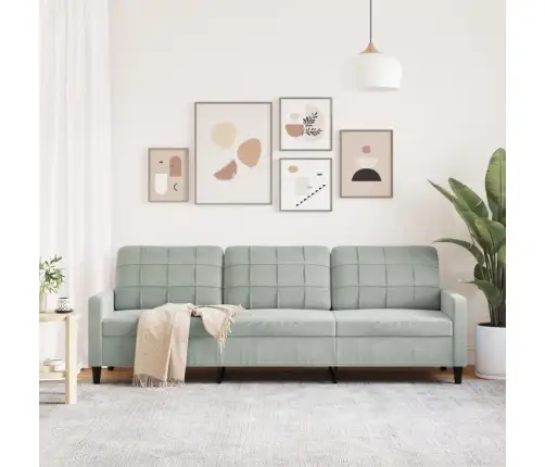 Trīsvietīgs Dīvāns, Gaiši Pelēks, 210 Cm, Samts Vidaxl