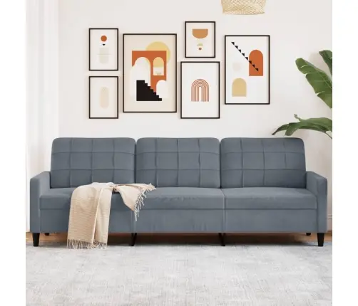 Trivietė Sofa, Tamsiai Pilkos Spalvos, 210cm Aksomas