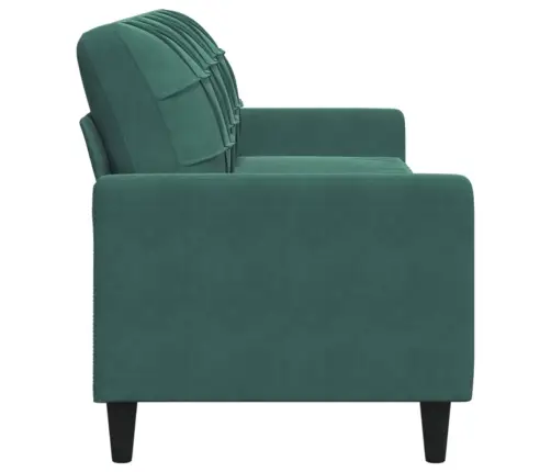 Trivietė Sofa, Tamsiai Žalios Spalvos, 210cm Aksomas