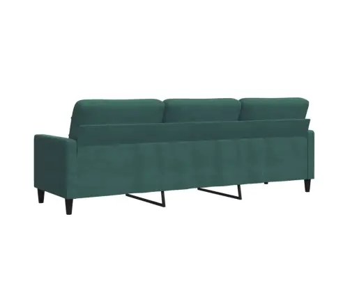 Trivietė Sofa, Tamsiai Žalios Spalvos, 210cm Aksomas