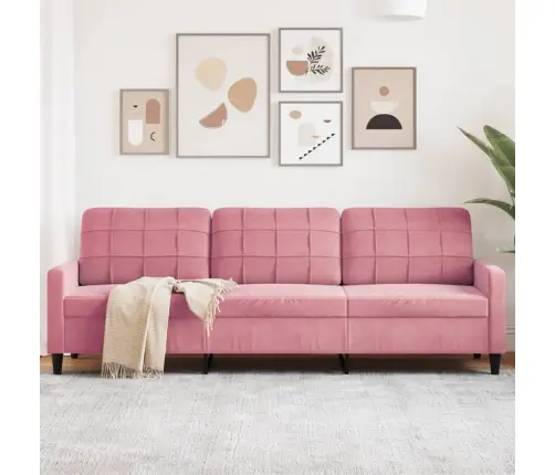 Trīsvietīgs Dīvāns, Rozā, 210 Cm, Samts Vidaxl