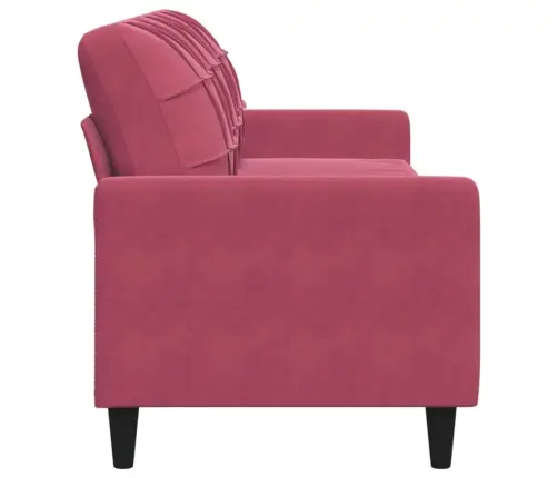 Trivietė Sofa, Raudonojo Vyno Spalvos, 210cm Aksomas