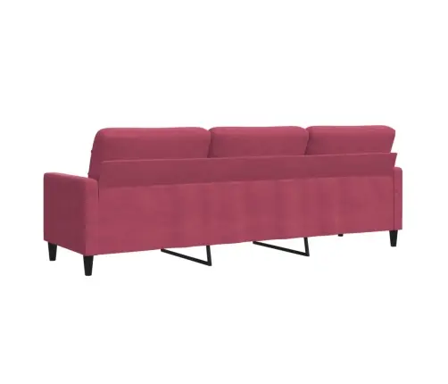 Trivietė Sofa, Raudonojo Vyno Spalvos, 210cm Aksomas