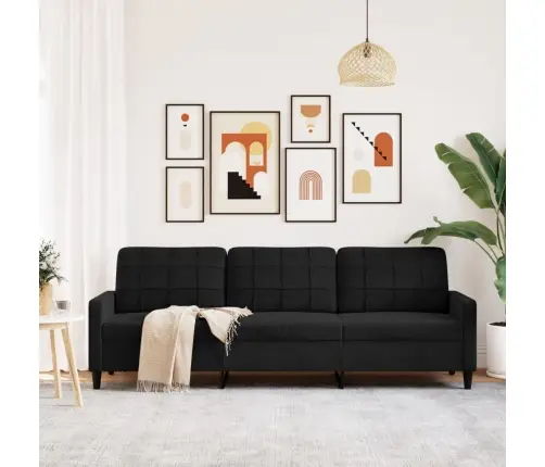 Trīsvietīgs Dīvāns, Melns, 210 Cm, Samts Vidaxl