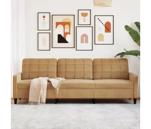 Trīsvietīgs Dīvāns, Brūns, 210 Cm, Samts Vidaxl