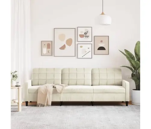 Trivietė Sofa, Kreminės Spalvos, 210cm Aksomas