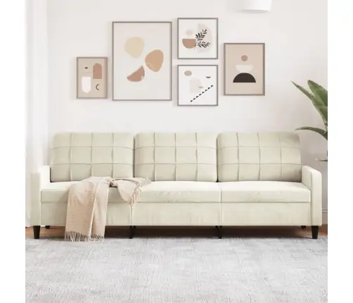 Trivietė Sofa, Kreminės Spalvos, 210cm Aksomas