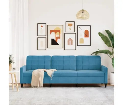 Trīsvietīgs Dīvāns, Zils, 210 Cm, Samts Vidaxl