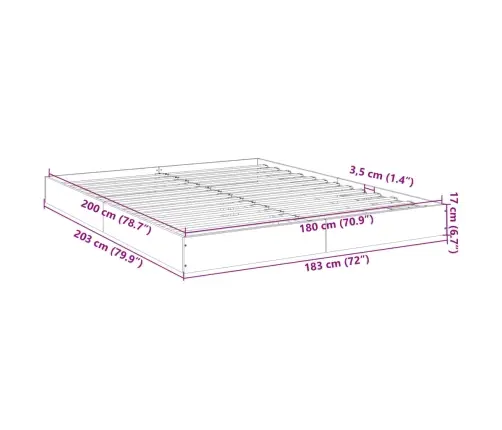 Lovos Rėmas Be Čiužinio, Dūminis, 180X200 cm Apdirbta Mediena