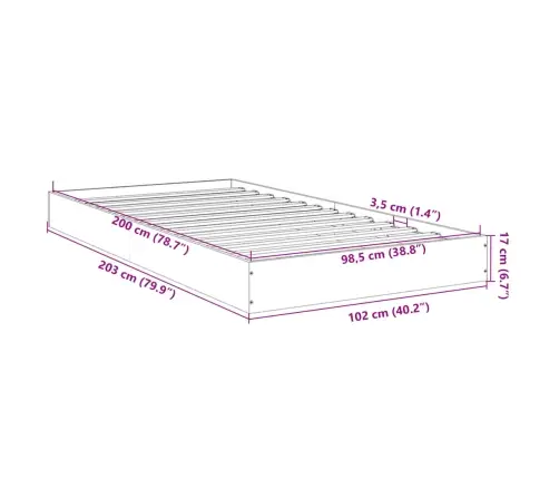 Lovos Rėmas, Betono Pilkos Spalvos, 100X200cm Apdirbta Mediena