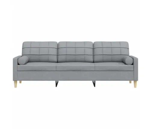 Trivietė Sofa Su Pagalvėlėmis, Šviesiai Pilka, 210cm Audinys