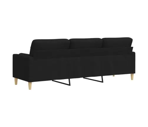 Trīsvietīgs Dīvāns Ar Spilveniem, Melns, 210 Cm, Audums Vidaxl