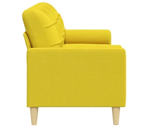 Trīsvietīgs Dīvāns Ar Spilveniem, Gaiši Dzeltens, 210Cm, Audums Vidaxl