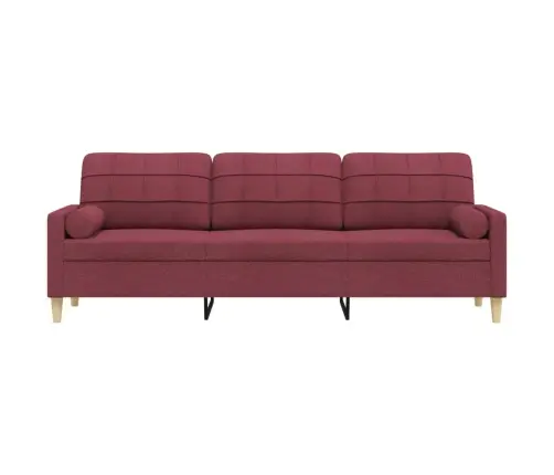 Trīsvietīgs Dīvāns Ar Spilveniem, Vīnsarkans, 210 Cm, Audums Vidaxl