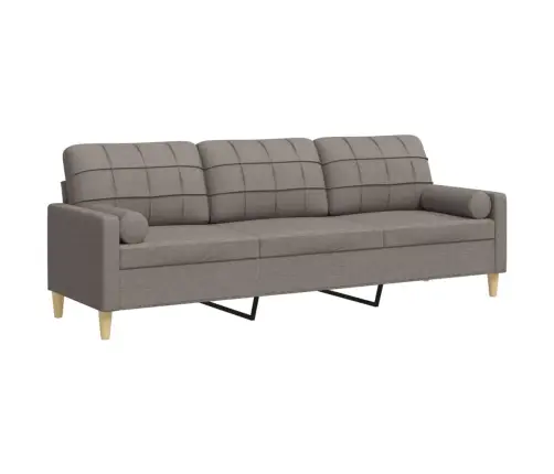 Trivietė Sofa Su Pagalvėlėmis, Taupe Spalvos, 210cm Audinys