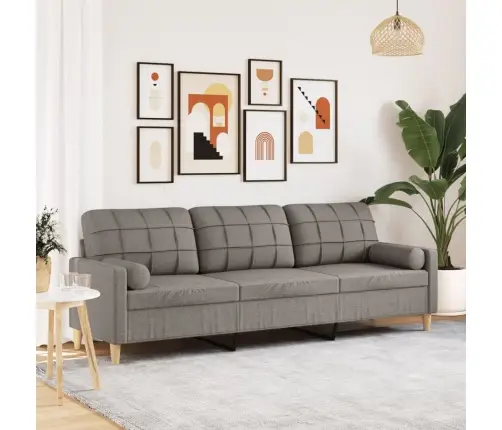 Trivietė Sofa Su Pagalvėlėmis, Taupe Spalvos, 210cm Audinys