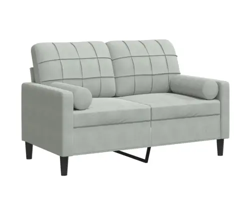 Divvietīgs Dīvāns Ar Spilveniem, Gaiši Pelēks, 120 Cm, Samts Vidaxl