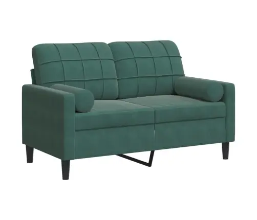 Divvietīgs Dīvāns Ar Spilveniem, Tumši Zaļš, 120 Cm, Samts Vidaxl