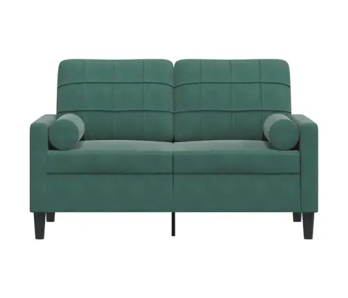 Divvietīgs Dīvāns Ar Spilveniem, Tumši Zaļš, 120 Cm, Samts Vidaxl