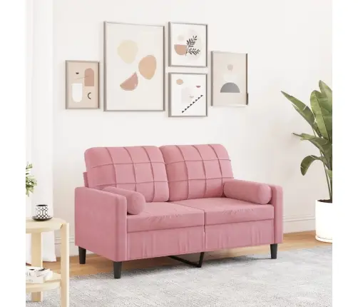Divvietīgs Dīvāns Ar Spilveniem, Rozā, 120 Cm, Samts Vidaxl
