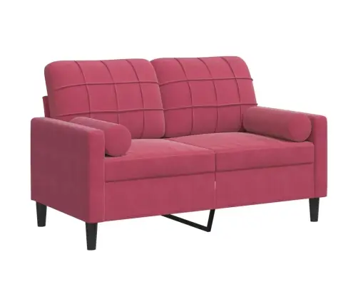 Divvietīgs Dīvāns Ar Spilveniem, Vīnsarkans, 120 Cm, Samts Vidaxl