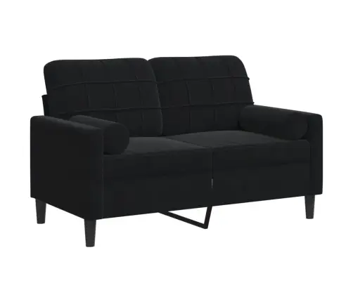 Dvivietė Sofa Su Pagalvėlėmis, Juodos Spalvos, 120cm Aksomas