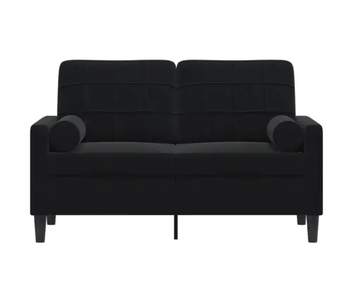 Dvivietė Sofa Su Pagalvėlėmis, Juodos Spalvos, 120cm Aksomas