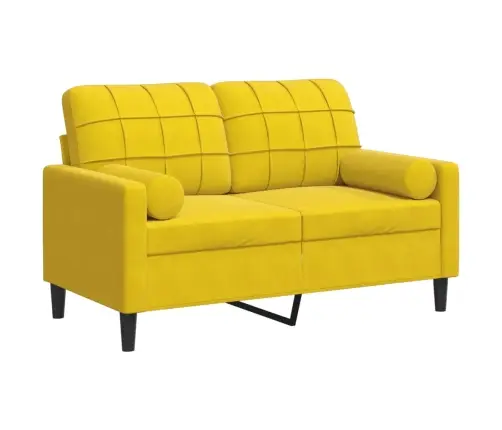 Divvietīgs Dīvāns Ar Spilveniem, Dzeltens, 120 Cm, Samts Vidaxl