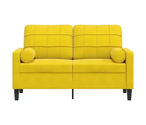 Divvietīgs Dīvāns Ar Spilveniem, Dzeltens, 120 Cm, Samts Vidaxl