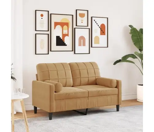 2-Kohaline Diivan Patjadega, Pruun, 120 cm Samet