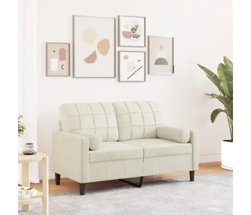Divvietīgs Dīvāns Ar Spilveniem, Krēmkrāsas, 120 Cm, Samts Vidaxl Divvietīgs Dīvāns Ar Spilveniem, Krēmkrāsas, 120 Cm, Samts Vidaxl