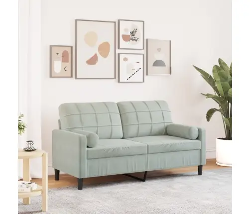 Divvietīgs Dīvāns Ar Spilveniem, Gaiši Pelēks, 140 Cm, Samts Vidaxl Divvietīgs Dīvāns Ar Spilveniem, Gaiši Pelēks, 140 Cm, Samts Vidaxl