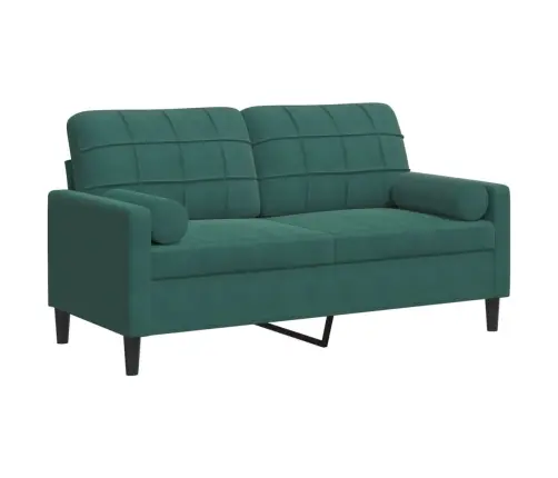 Dvivietė Sofa Su Pagalvėlėmis, Tamsiai Žalia, 140cm Aksomas