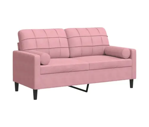 Dvivietė Sofa Su Pagalvėlėmis, Rožinės Spalvos, 140cm Aksomas